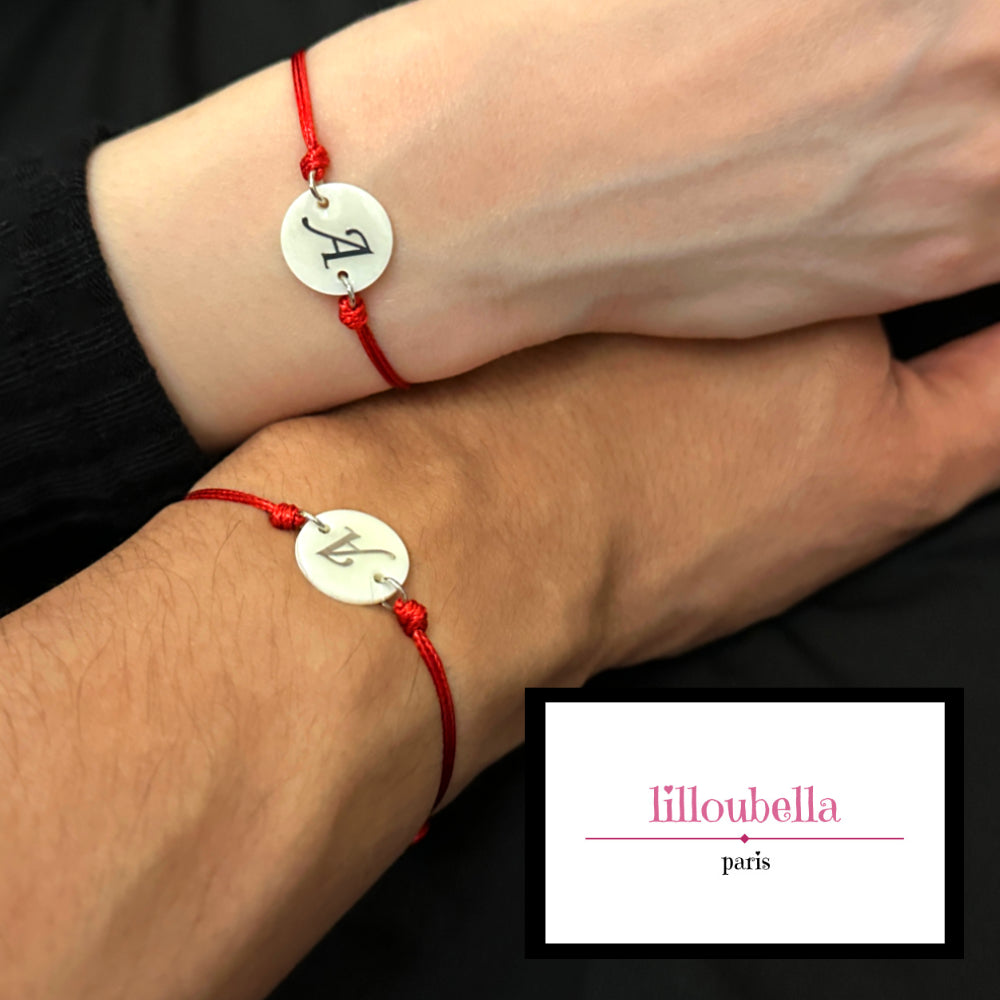 Offrez-lui un bijou unique  Bracelet fil, Bracelet couple, Fil rouge