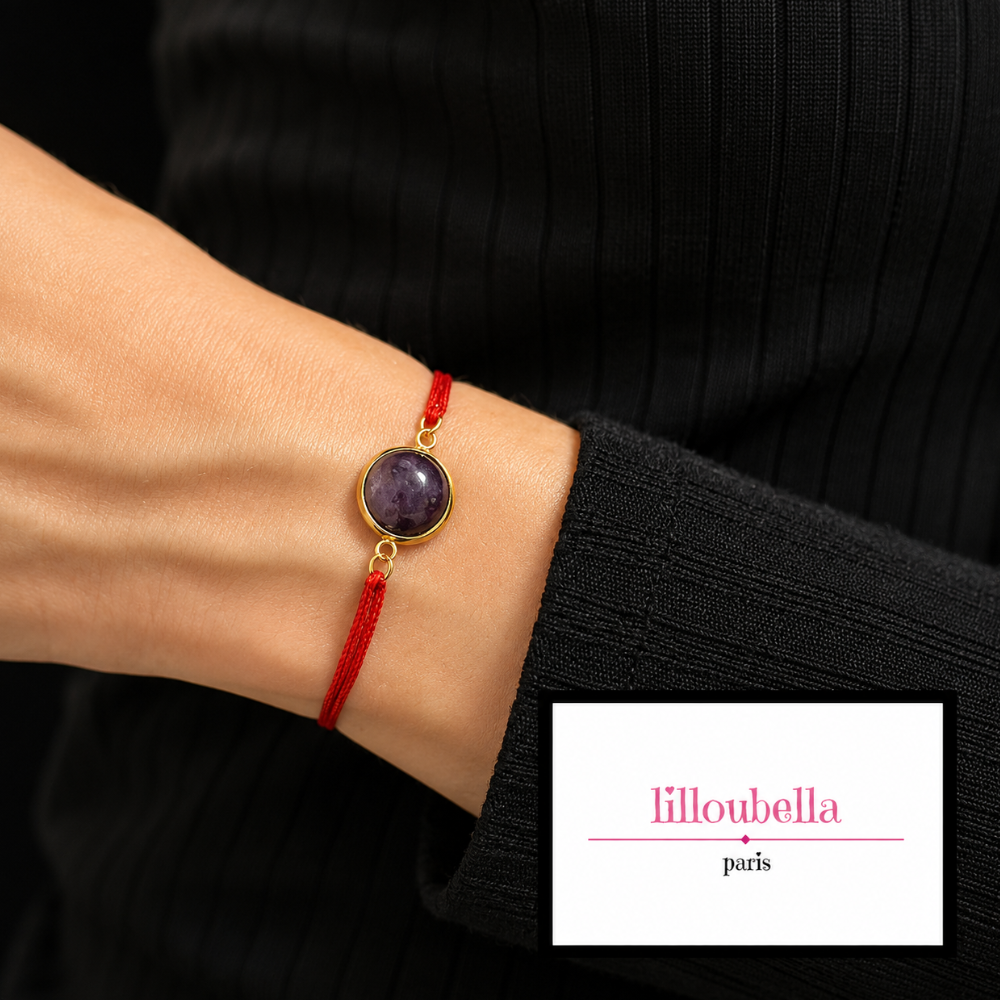 Lilloubella Paris Bracelet Fil rouge Améthyste