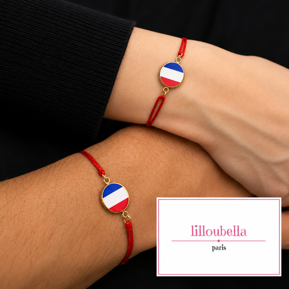 Lilloubella Paris Bracelet Fil rouge Drapeaux