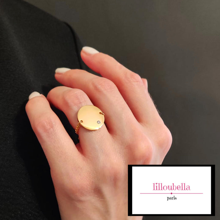 Bague réglable zircon en acier pour femme