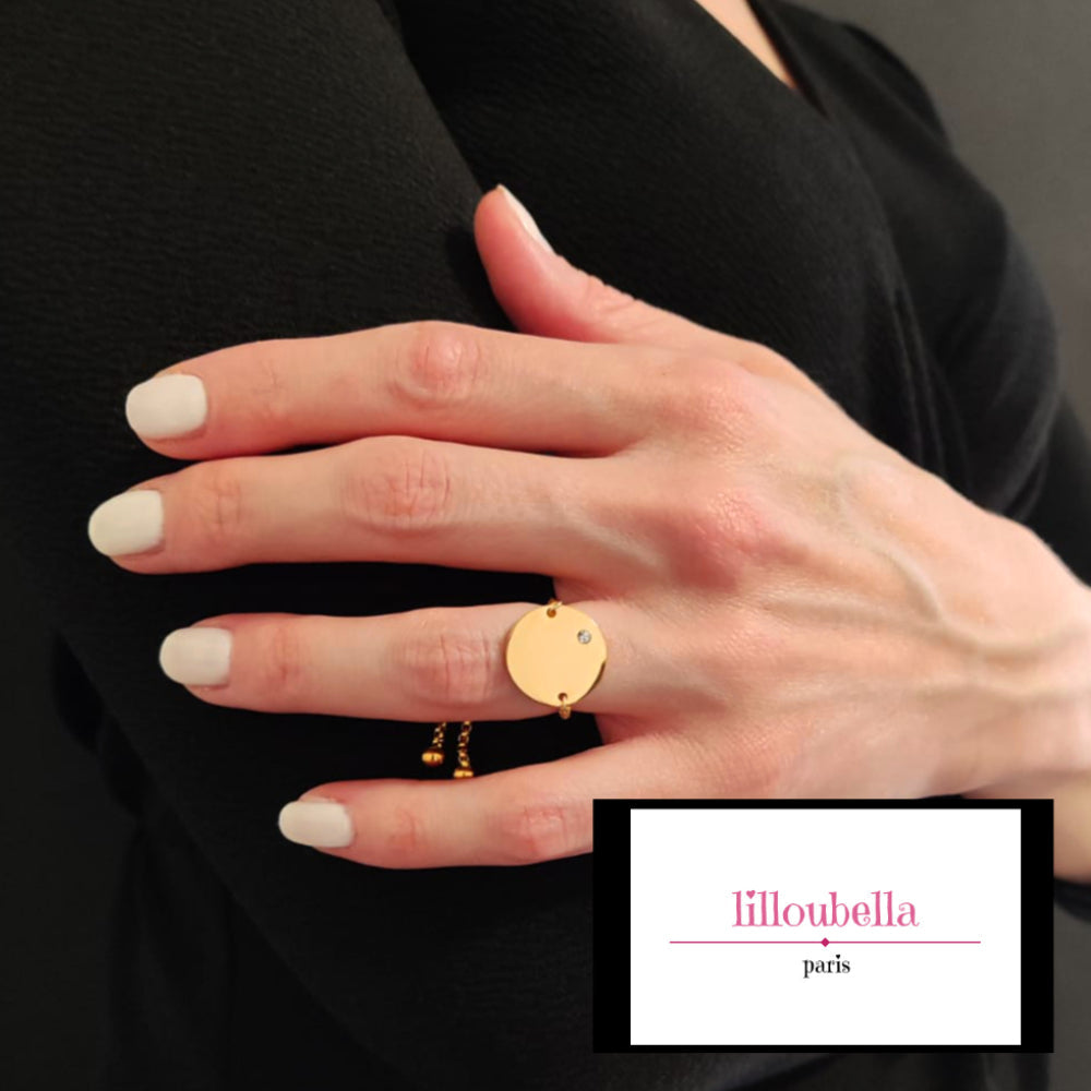 Bague réglable zircon en acier pour femme