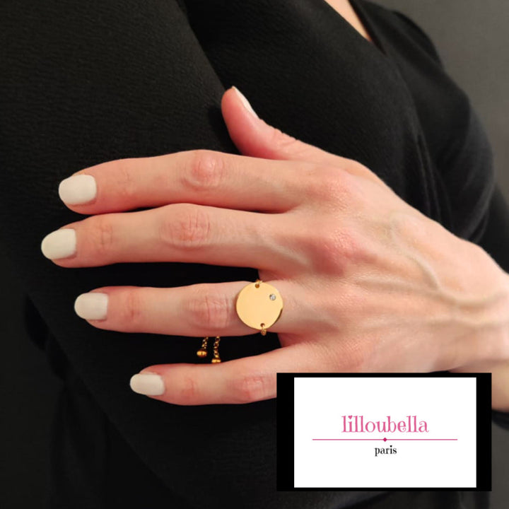 Bague réglable zircon en acier pour femme