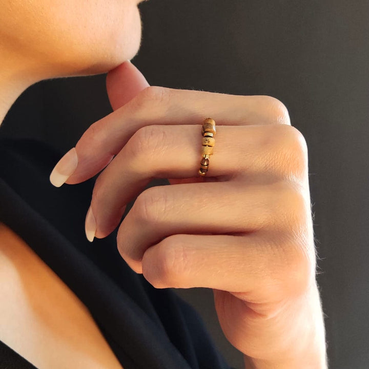 Bague en minis-pierres oeil de tigre pour femme