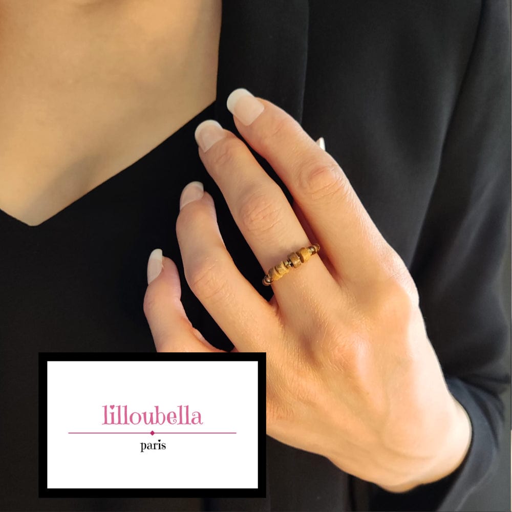 Bague en minis-pierres oeil de tigre pour femme
