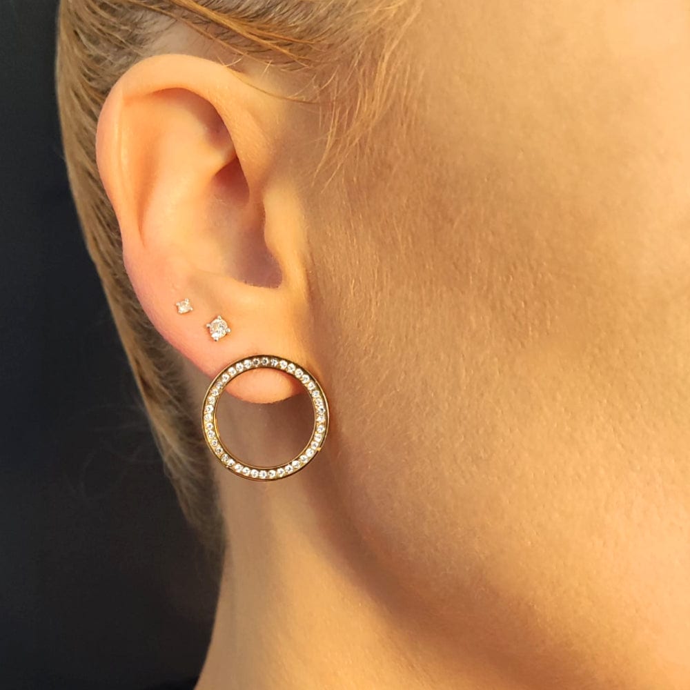 Boucles D'oreilles ronde dorées an acier pour femme