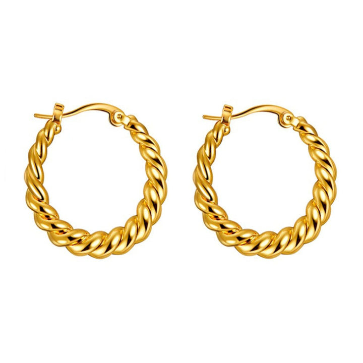 Boucles d'oreilles créole dorée Femme en acier inoxydable