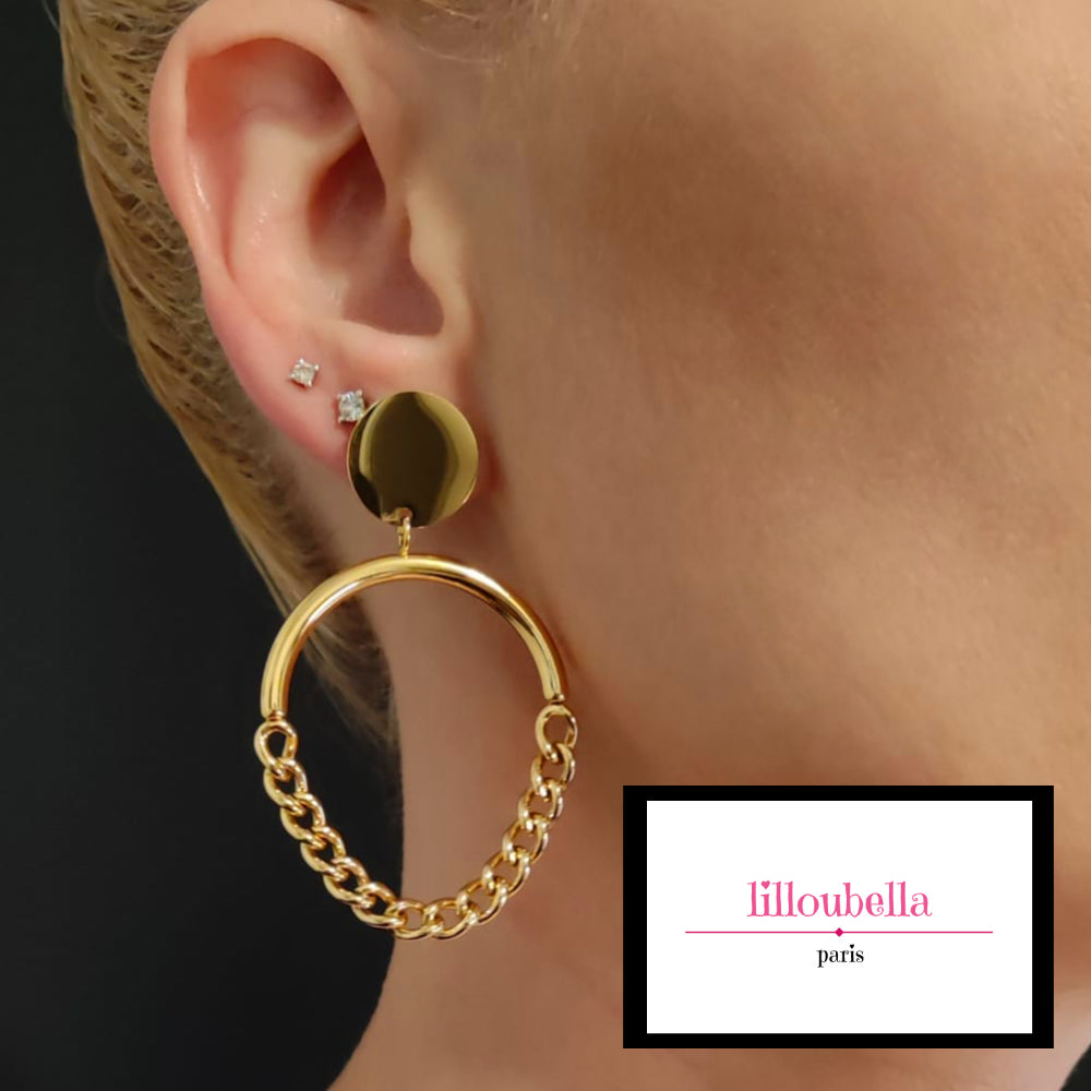 Boucles d'oreilles créoles à chaîne pour femme