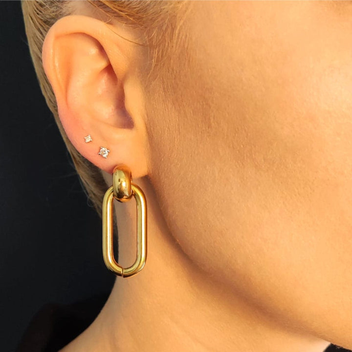 Boucles d'oreilles rectangle dorée Femme