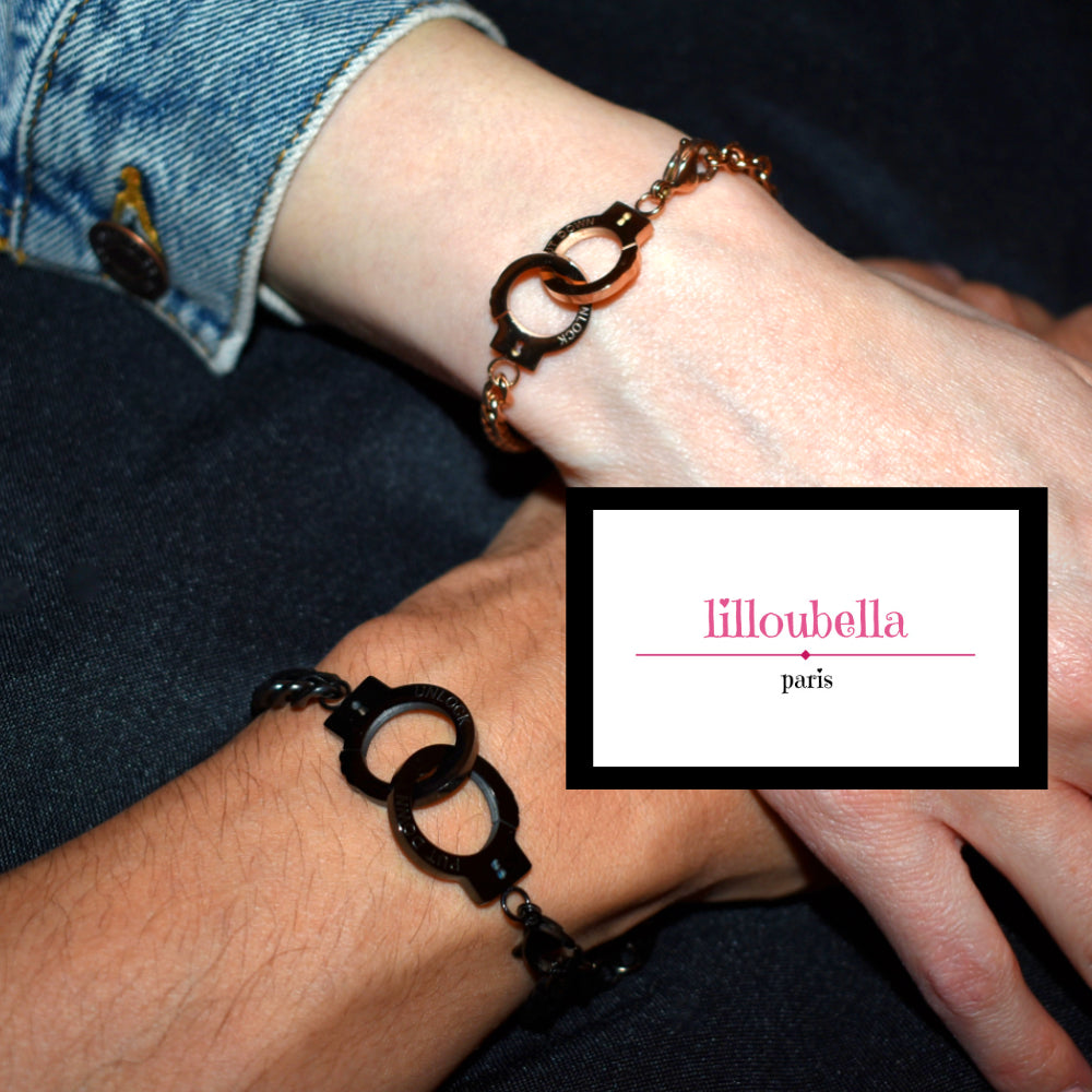 Bracelet couple menotte en acier inoxydable