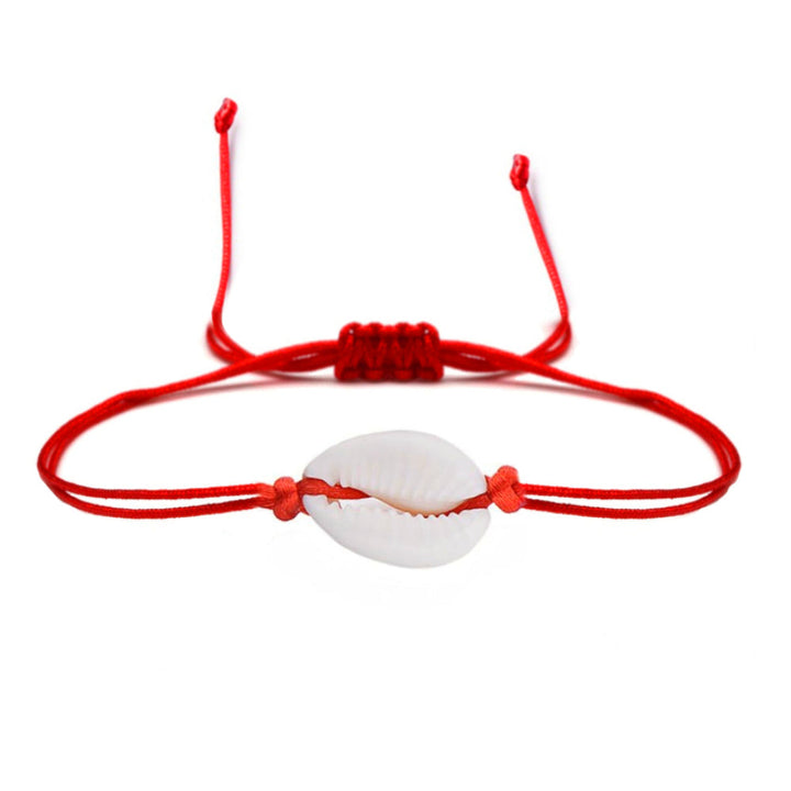 Bracelet mauvais oeil fil rouge pour femme coquillage