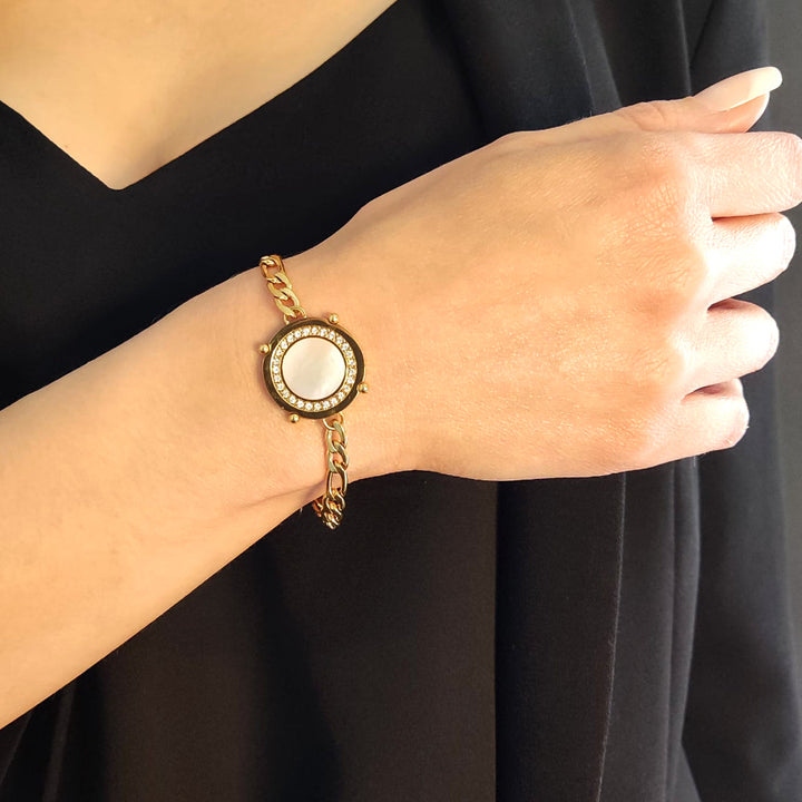 Bracelet cercle strass en acier inoxydable