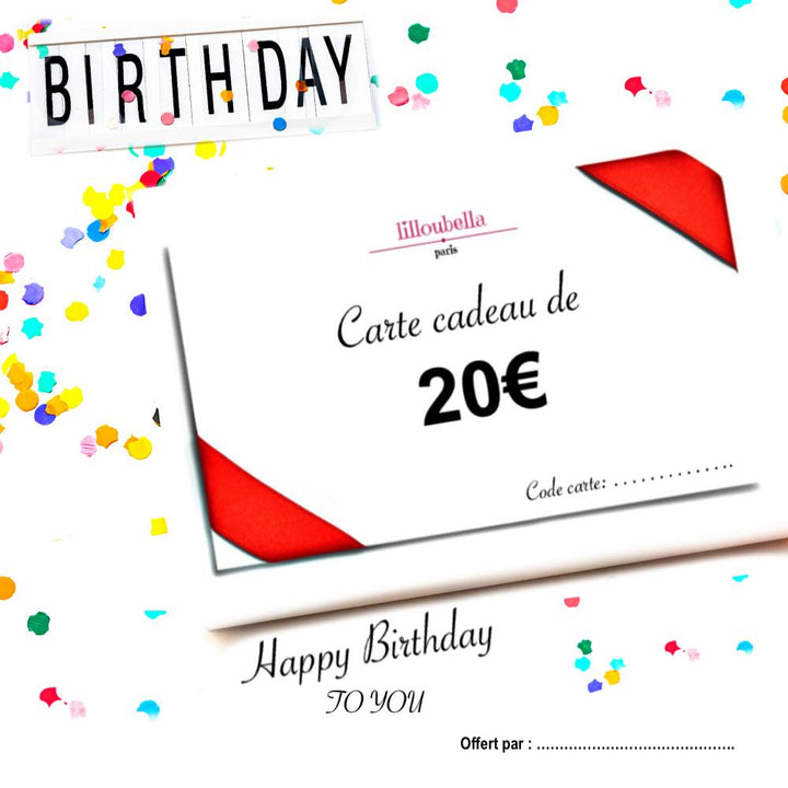 lilloubella cartes cadeaux Anniversaire Cartes cadeaux de 20 €