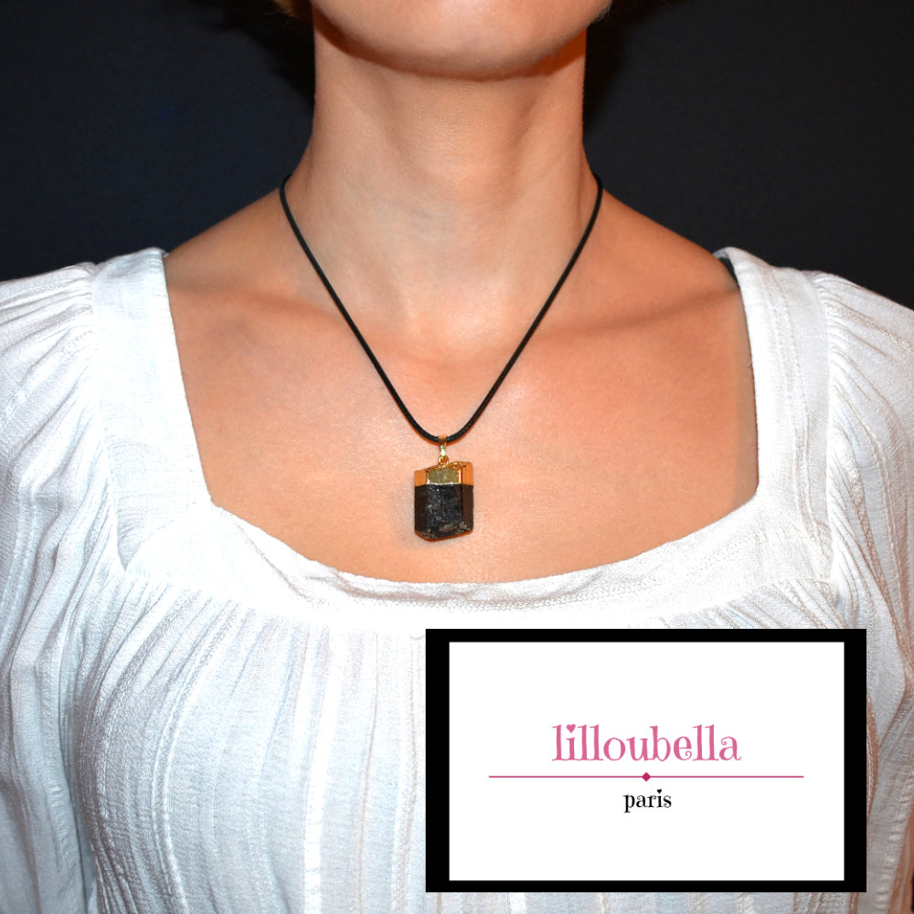 Collier Tourmaline noire pierre naturelle